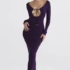 Keana Grape Ribbed Knit Maxi Dress