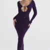 Keana Grape Ribbed Knit Maxi Dress