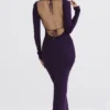 Keana Grape Ribbed Knit Maxi Dress