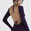 Keana Grape Ribbed Knit Maxi Dress