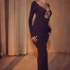 Keana Grape Ribbed Knit Maxi Dress