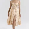 Kelly Royal Rose Print Corset Midi Sundress