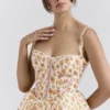 Kelly Royal Rose Print Corset Midi Sundress