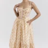 Kelly Royal Rose Print Corset Midi Sundress