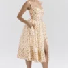 Kelly Royal Rose Print Corset Midi Sundress