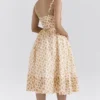 Kelly Royal Rose Print Corset Midi Sundress