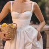 Kelly White Corset Midi Sundress