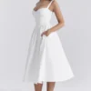 Kelly White Corset Midi Sundress