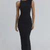 Keoni Black Asymmetric Draped Maxi Dress