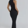 Keoni Black Asymmetric Draped Maxi Dress