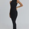 Keoni Black Asymmetric Draped Maxi Dress