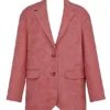 Kiera Warm Pink Vegan Leather Oversized Blazer