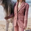 Kiera Warm Pink Vegan Leather Oversized Blazer