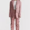 Kiera Warm Pink Vegan Leather Oversized Blazer