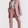 Kiera Warm Pink Vegan Leather Oversized Blazer
