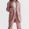 Kiera Warm Pink Vegan Leather Oversized Blazer
