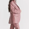 Kiera Warm Pink Vegan Leather Oversized Blazer