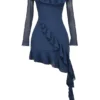 Kiki French Navy Ruffle Mini Dress