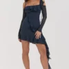 Kiki French Navy Ruffle Mini Dress