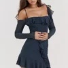 Kiki French Navy Ruffle Mini Dress