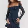 Kiki French Navy Ruffle Mini Dress