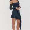 Kiki French Navy Ruffle Mini Dress