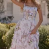 Kim Lilac Floral Cotton Midi Sundress