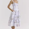 Kim Lilac Floral Cotton Midi Sundress