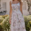 Kim Lilac Floral Cotton Midi Sundress