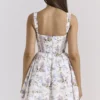 Kimmie White Floral Ribbon Print Cotton Mini Dress