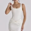 Kira Ivory Satin Gathered Maxi Dress
