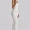 Kira Ivory Satin Gathered Maxi Dress
