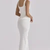 Kira Ivory Satin Gathered Maxi Dress