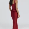 Kira Red Satin Corset Maxi Dress