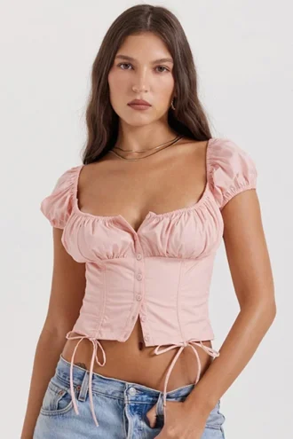 Kitty Baby Pink Gathered Top