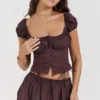 Kitty Rich Brown Gathered Top