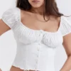 Kitty White Gathered Top