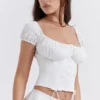 Kitty White Gathered Top