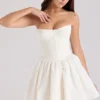 Kristiana Ivory Cotton Strapless Corset Mini Dress