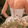 Kristiana Ivory Cotton Strapless Corset Mini Dress