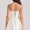 Kristiana Ivory Cotton Strapless Corset Mini Dress