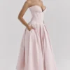 Lady Ballerina Pink Strapless Midi Dress