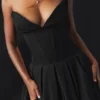 Lady Black Strapless Midi Dress