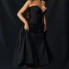 Lady Black Strapless Midi Dress