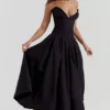 Lady Black Strapless Midi Dress