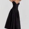 Lady Black Strapless Midi Dress