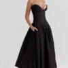 Lady Black Strapless Midi Dress