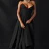 Lady Black Strapless Midi Dress