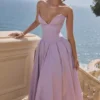 Lady Orchid Twill Strapless Tulle Midi Dress