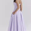 Lady Orchid Twill Strapless Tulle Midi Dress